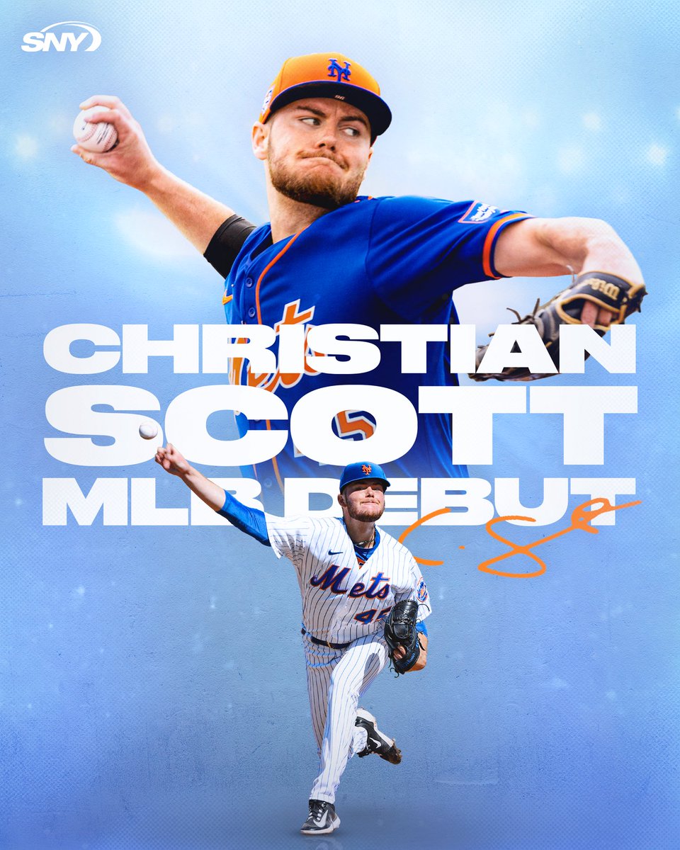 Welcome to The Show.

Christian Scott makes his MLB debut tonight for the Mets.