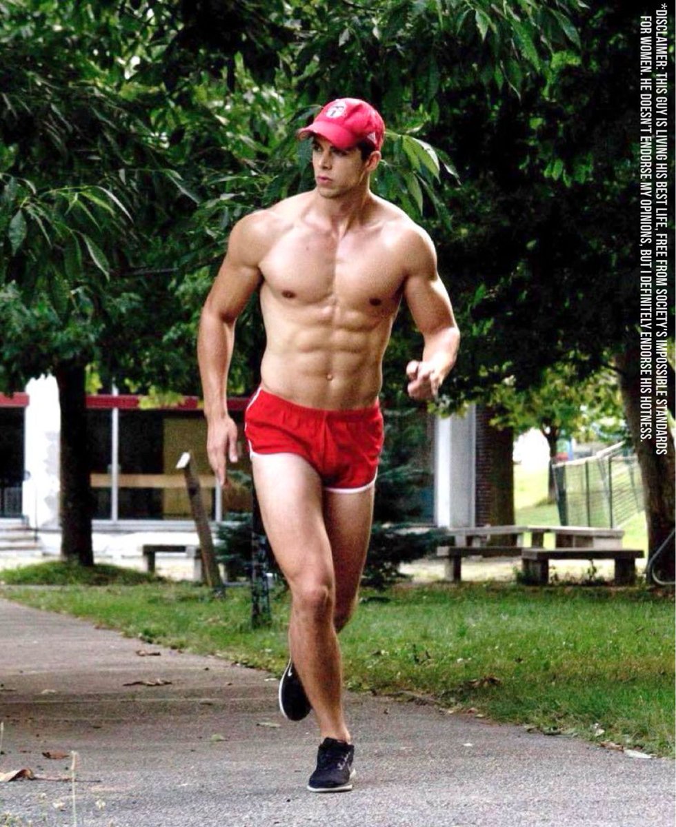 #HornyActivism pt. 365 // In honor of Conservatives claiming women's leggings are too revealing, each day I share photos of men wearing almost nothing, in public. 

1 viral tweet.
365 days.

It just felt right to re-share the OG today. 
Bless his abs and tiny shorts.