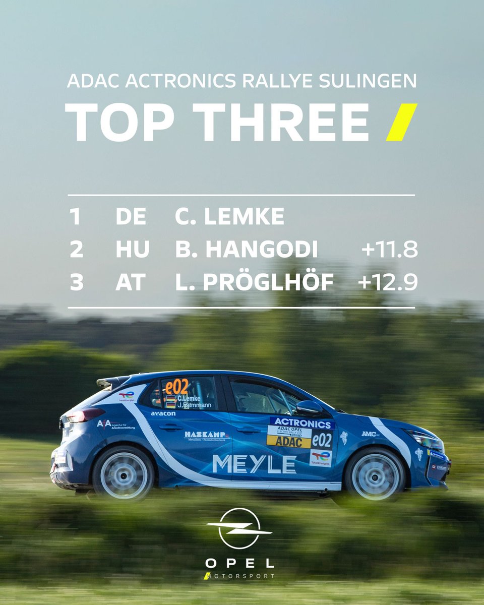 📢 Half-time update: Sulingen is electrified ⚡ After six special stages, Christian Lemke leads the ranking of the ADAC Opel Electric Rally Cup and appreciates the supreme driving of the Corsa Rally Electric. Three special stages to go 🏁 #OpelRally #RallySulingen #OpelMotorsport