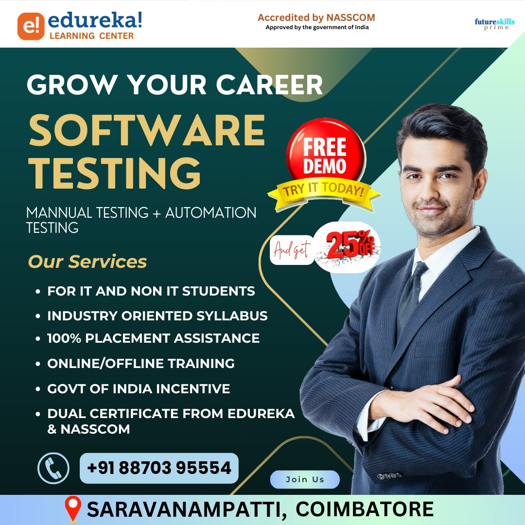 Looking to kickstart your career in software testing? 🚀🔬 Join our software testing training program in Mumbai at Edureka Learning Center and become a certified professional.💻

Contact Now ; 91+ 88703 95554

#it #itjobs#fullstackdeveloper #informationtechnology #itindustry