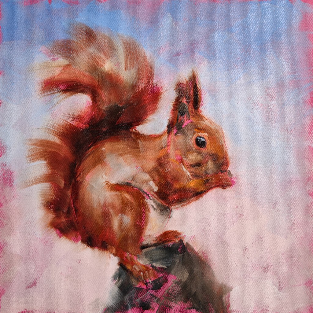 Presenting a delightful #squirrel artwork that floods my mind with memories of the garden at our previous apartment. Though we'll miss those furry companions, here's to embracing new adventures Title: 'The Cycle of Renewal' oil canvas panel 12'x12' £500 khortview.etsy.com/listing/147330…
