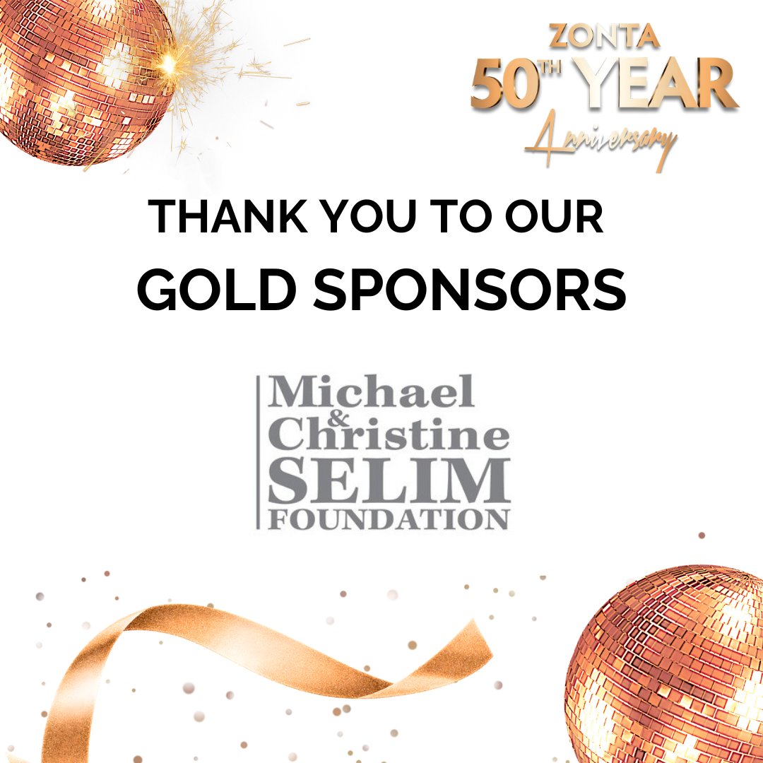 Our wonderful 50th Anniversary celebration wouldn't have been such a great success if it weren't for the support of our wonderful Gold Sponsors the Michael and Christine Selim Foundation.

THANK YOU!

#ZontaOakville   #endviolence   #endchildmarriage   #endhumantrafficking