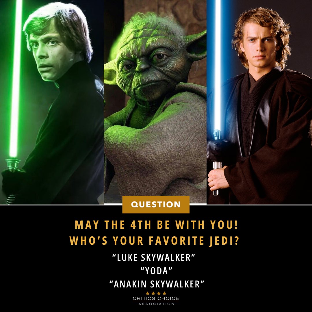 Happy Star Wars Day! ⭐️🪐🔫
Who’s your favorite Jedi? 

#MayThe4thBeWithYou #StarWarsDay #CriticsChoice