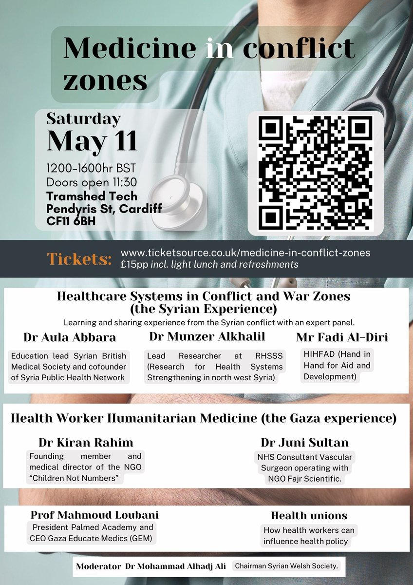 Join speakers experienced in #conflicts & #humanitarian crises in #Syria & #Gaza to share key learnings on #healthsystems in #conflict including #governance #emergency responses #workforce #Accountability #education #policy

With @dr_junaidsultan who has just returned from Gaza