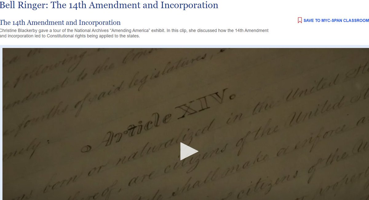 Just now on @cspanwj #Cram4theExam AP U.S. Gov & Politics review program, @GoldenHawkCav answers Taylor's question about selective incorporation. A related review resource here: c-span.org/classroom/docu…