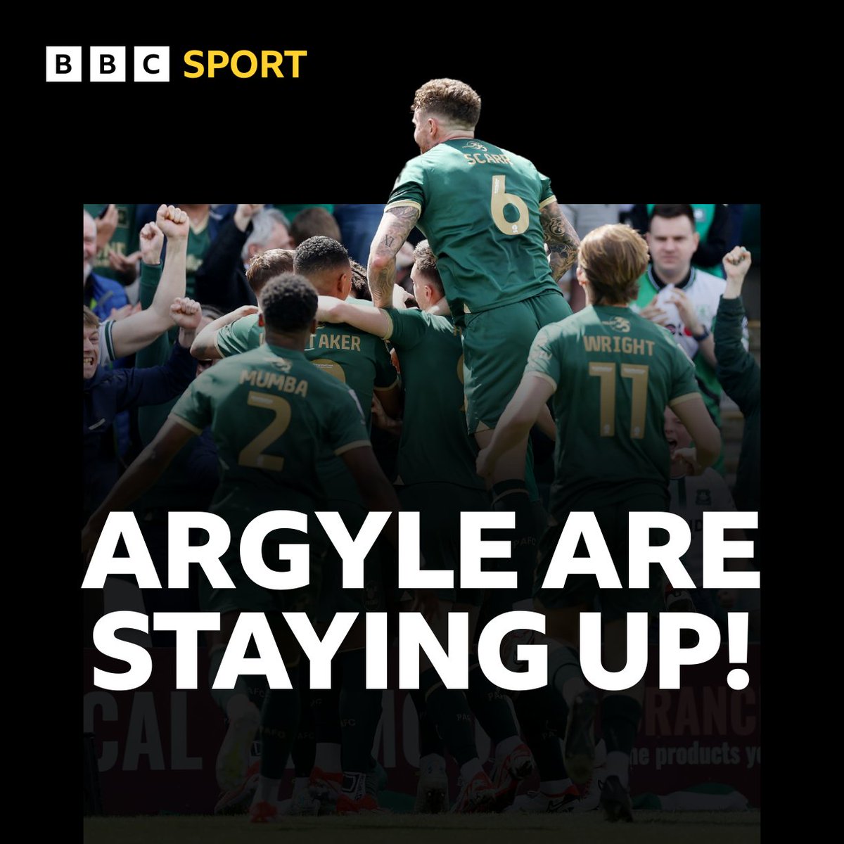 🟢PLYMOUTH ARGYLE ARE STAYING UP!

The Pilgrims beat Hull City 1-0 at Home Park to secure Championship survival on the final day of the season.

Joe Edwards scored the only goal of the game in the 40th minute!

It's Birmingham City who are relegated to League One.

#pafc