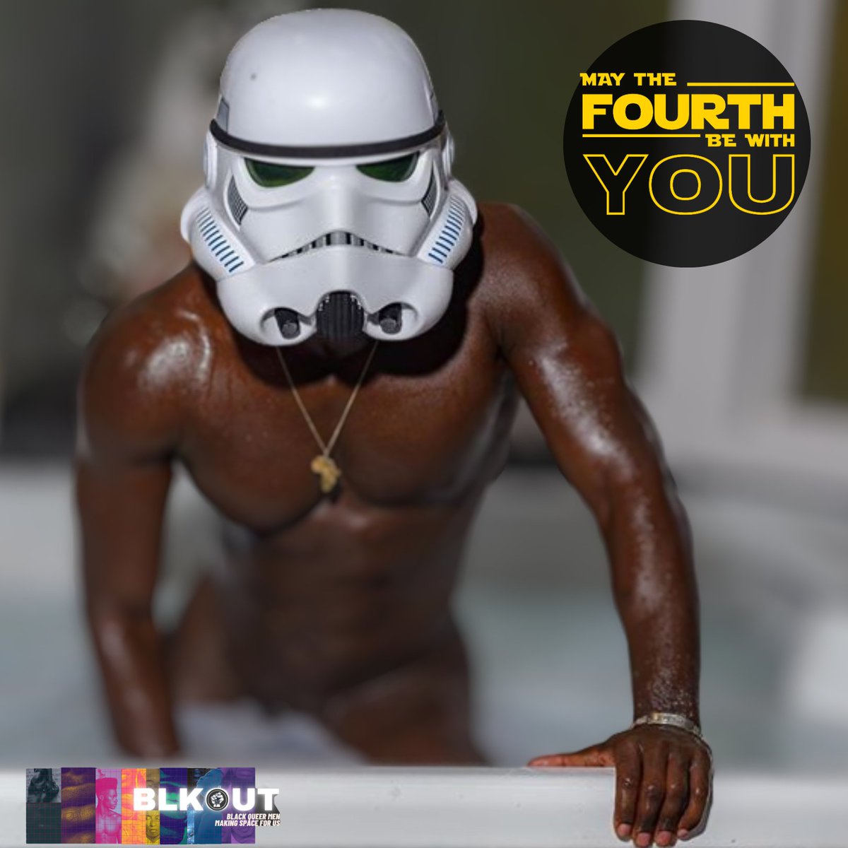 Happy Star Wars Day from @blkoutuk #makingspaceforus here rather than in a galaxy far, far away. Get connected, visit our website to join the BLKOUTHUB - the bespoke app for UK based Black Queer Men, with access to exclusive events, courses, and media designed by us, for us.