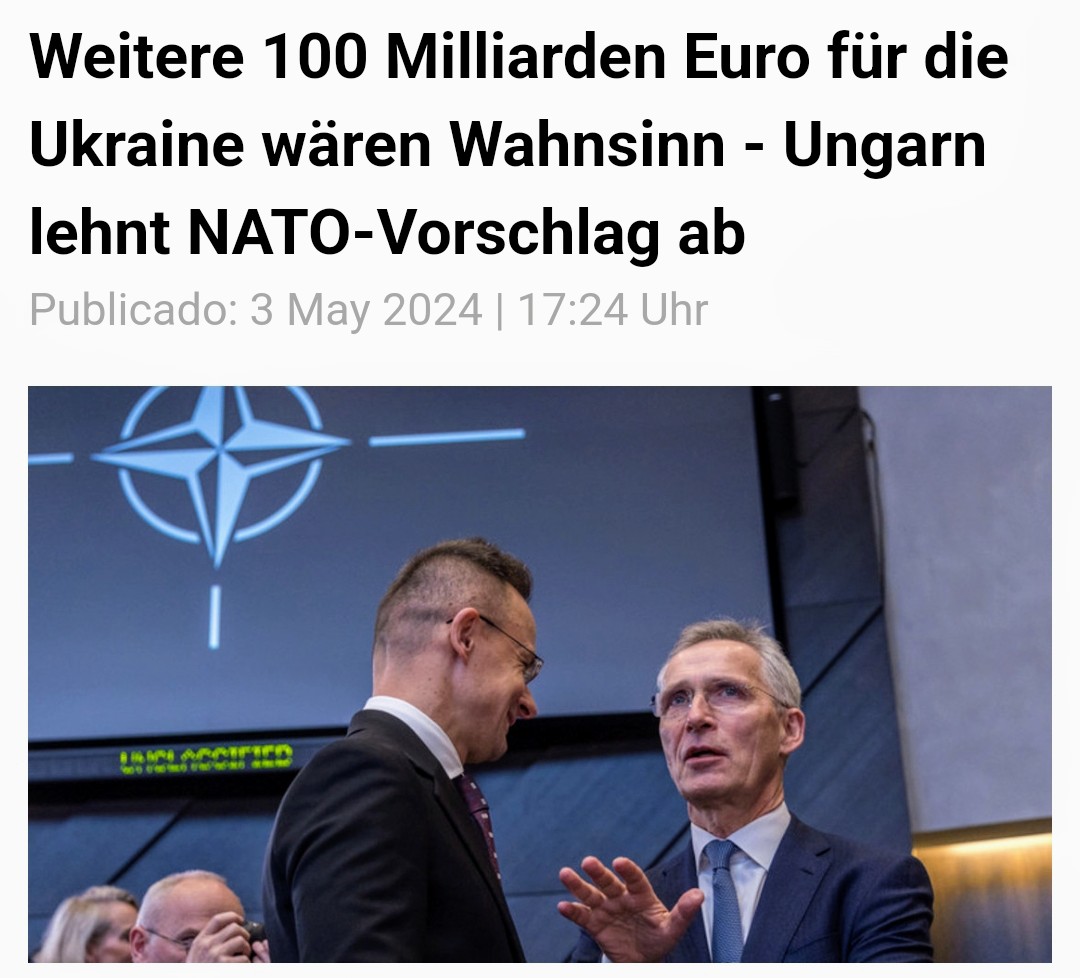 Die NATO rechnet mit einem noch 5 Jahre andauernden Krieg 🇷🇺/🇺🇦 und plant für diesen Zeitraum. Einzig Ungarns AM SZIJJÁRTO widersetzt sich: 'Wir können die Gefahr eines neuen Weltkrieges und der Vorbereitungen dazu nicht ignorieren. Dieser Wahnsinn hier in🇪🇺muss gestoppt werden'!