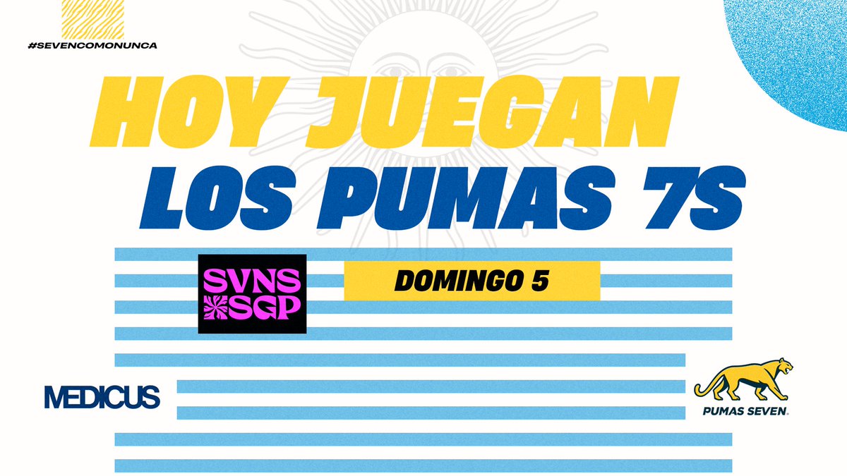 ¡Día de definiciones en Singapur!

🔜 Partido por el 5to puesto
🆚 Sudáfrica
⏰ 4:55 hs
📺 Star+ 

👉 En caso de ganar, Los Pumas 7´s finalizarán la fase regular en la primera posición.

#SeVenComoNunca