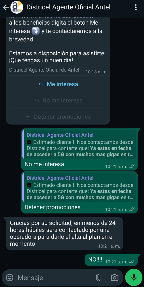 Qué parte del 'No' es la que no se entiende? @AntelDeTodos hablen con su agente oficial, por favor. NO ME INTERESA!!!!