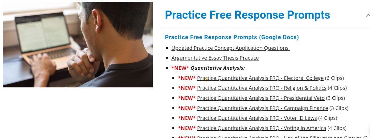 Just now on @cspanwj #Cram4theExam AP U.S. Gov & Politics review program, @GoldenHawkCav answers Isaac's question about free response questions (FRQ's) A related review resource here: sites.google.com/view/c-spancla…