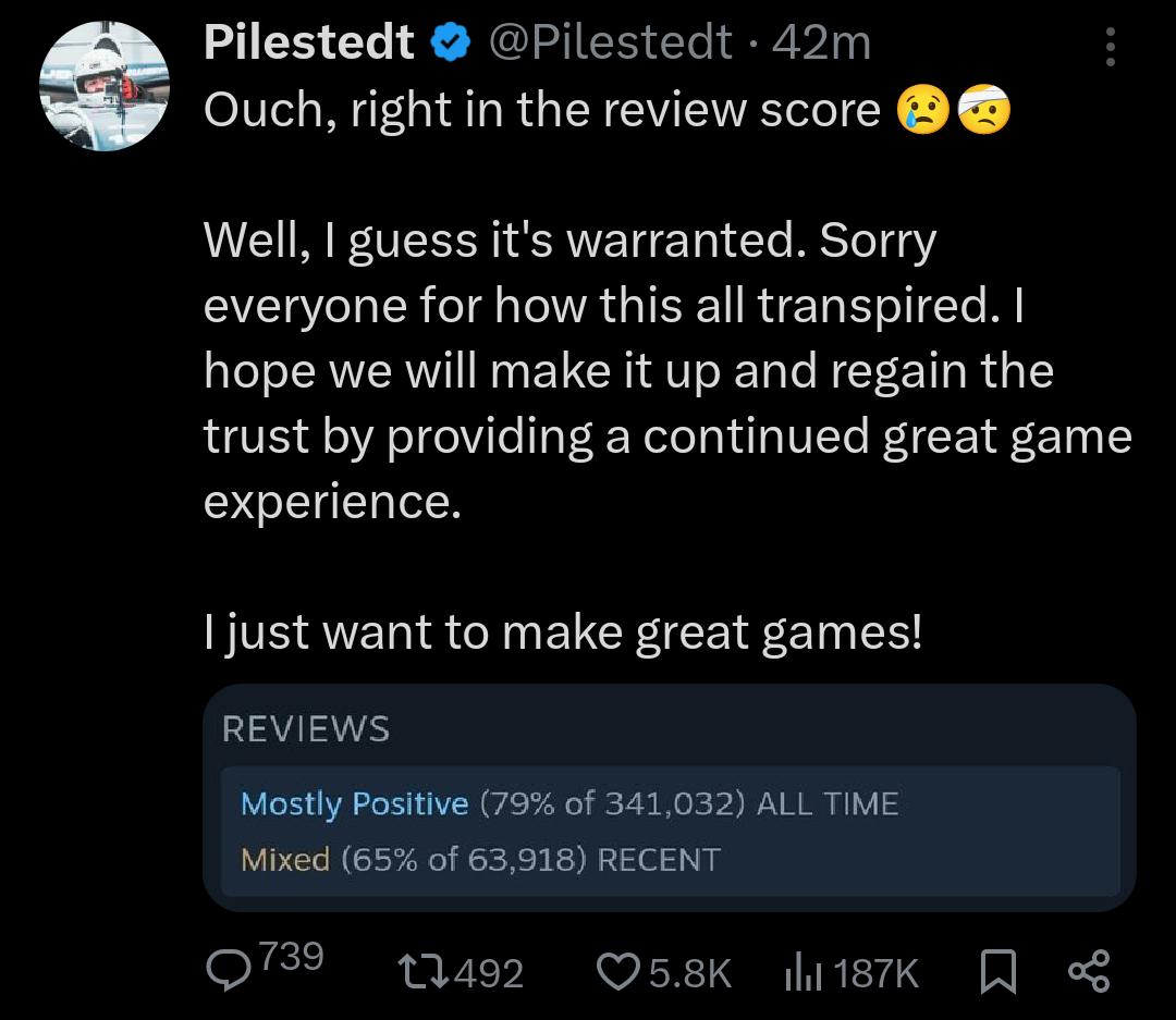 Helldivers2HQ's tweet image. CEO responds to review bombing | #Helldivers2