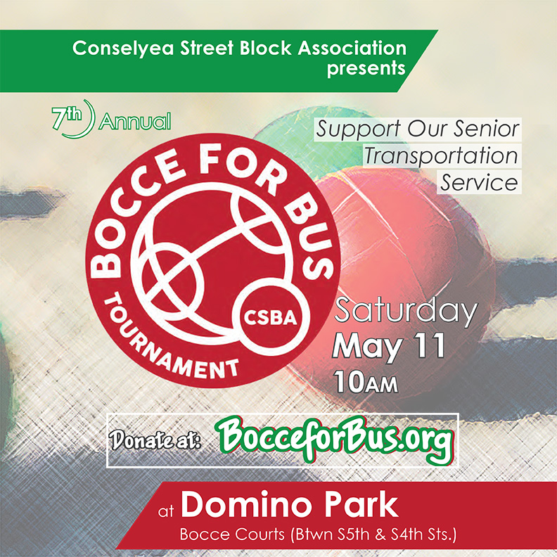 Won't you help our local seniors? Donate at BocceforBus.org Raise funds at the Bocce for Bus Tournament for the Swinging Sixties Senior Bus! ⏰May 11 at 10 a.m. 📍Domino Park's Bocce Courts (between S 5th & S 4th Streets at the East River), Brooklyn