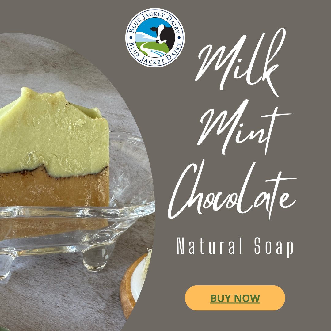 Milk Mint Chocolate Soap! Made from natural ingredients, including whey from our cheesemaking, this soap not only cleans well but also smells divine.  Treat yourself to a little adventure in your daily routine! #NaturalSoap
