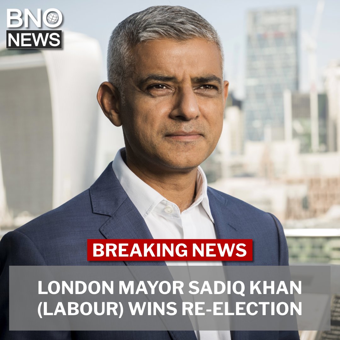 Sadiq Khan wins third term as Mayor of London, BBC projects