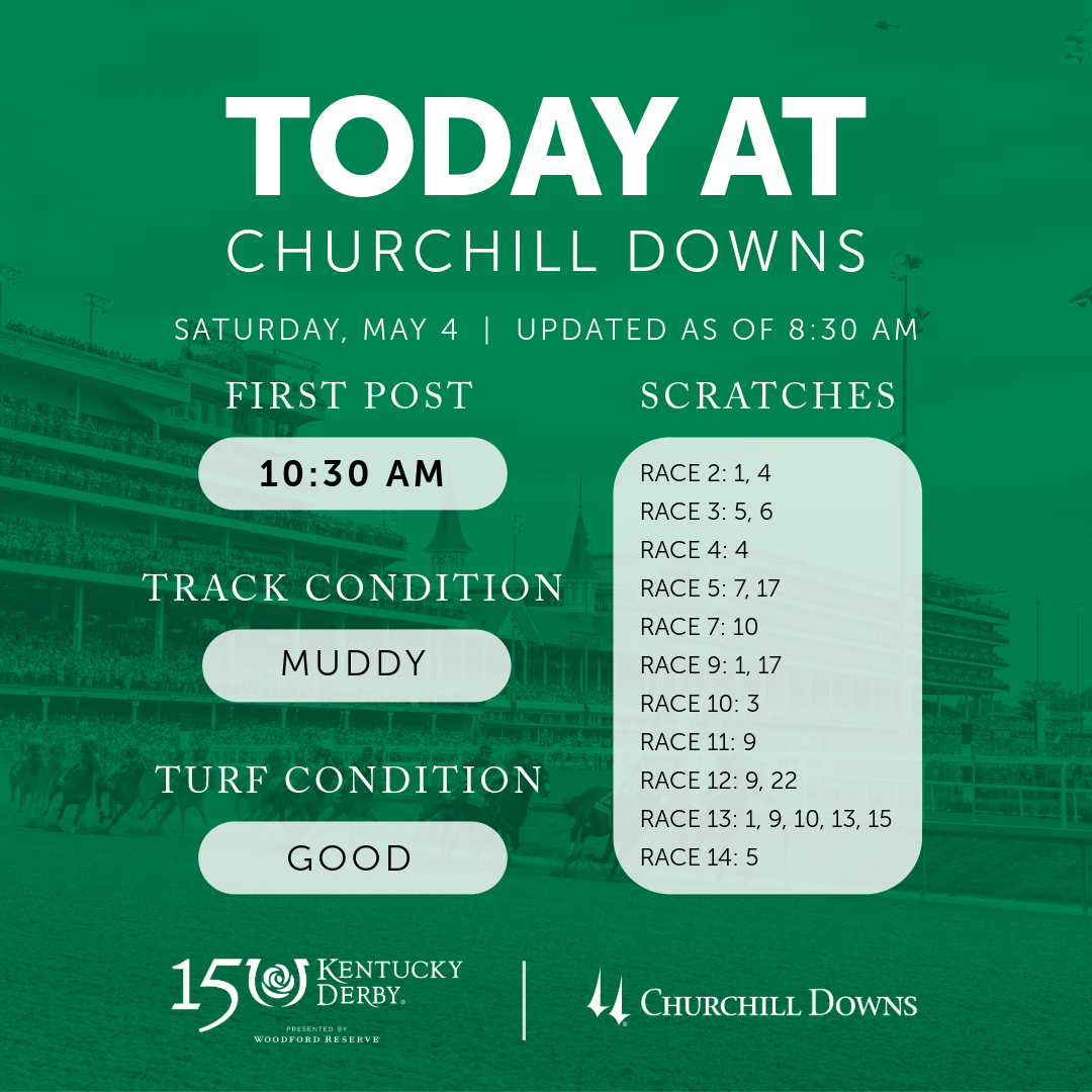 Track condition, scratches and changes for today's Kentucky Derby day card 👇 #KyDerby