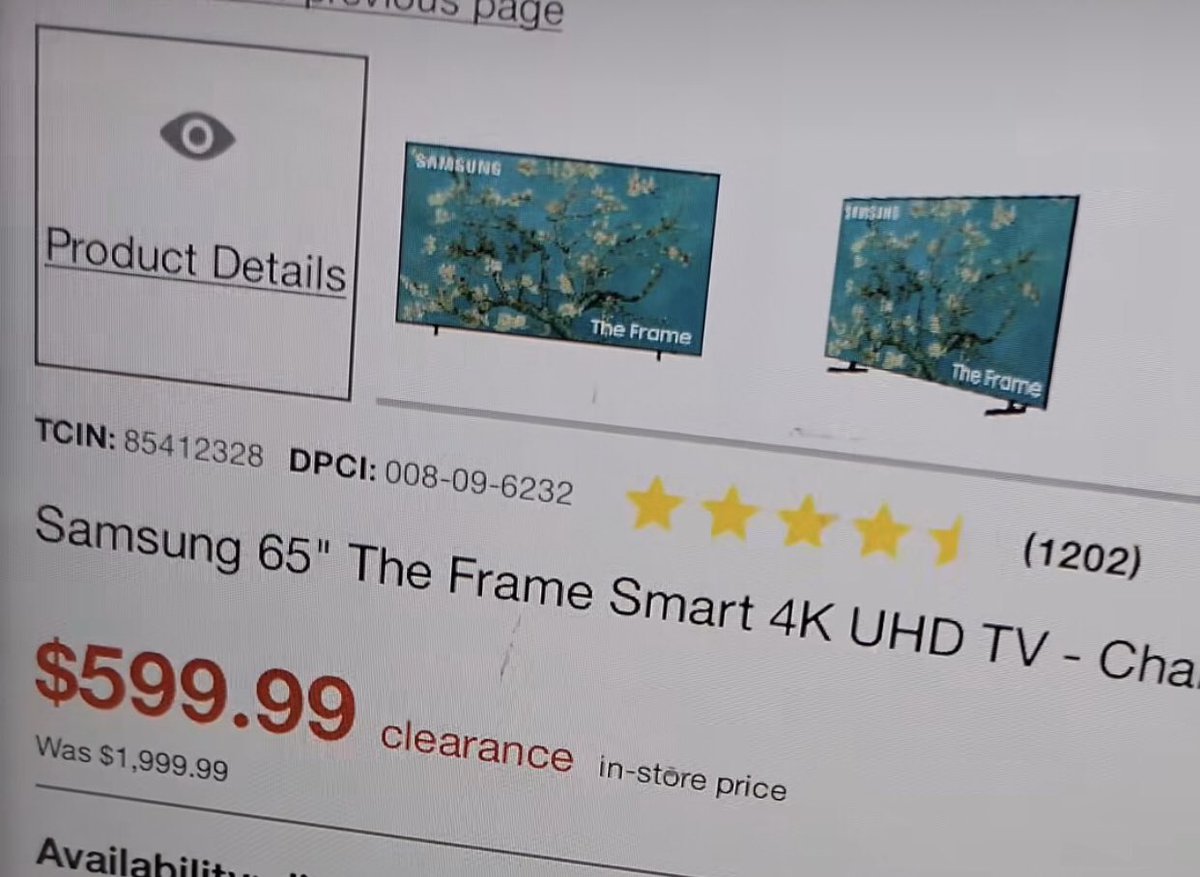 Samsung 65” TV is on sale for $600 at Target ( Reg $2000)