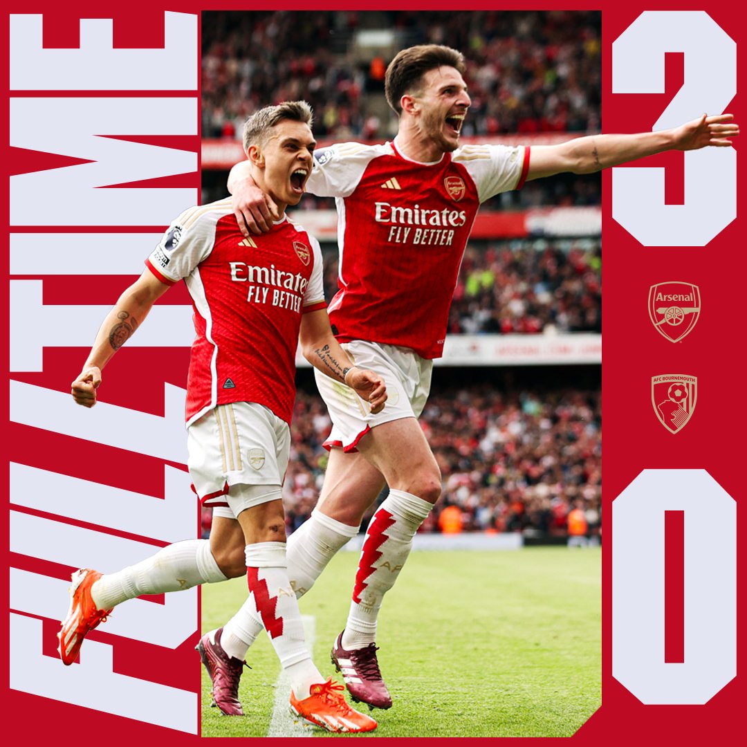 Declan Rice wraps up a stunning 3-0 victory for Arsenal, who keep their place up top the Premier League table. The Gunners are indeed gunning for the Premier League title.