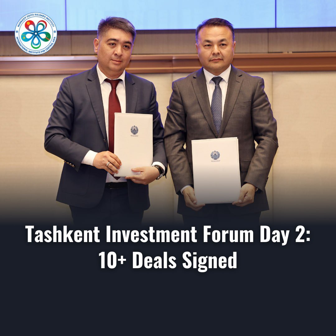 Tashkent Investment Forum Day 2: 10+ Deals Signed Day 2 saw a flurry of activity at the Tashkent Investment Forum, with over 10 deals inked. Notable agreements include plans for a green data center, infrastructure upgrades, and diversification of Uzbekistan's energy sector.…
