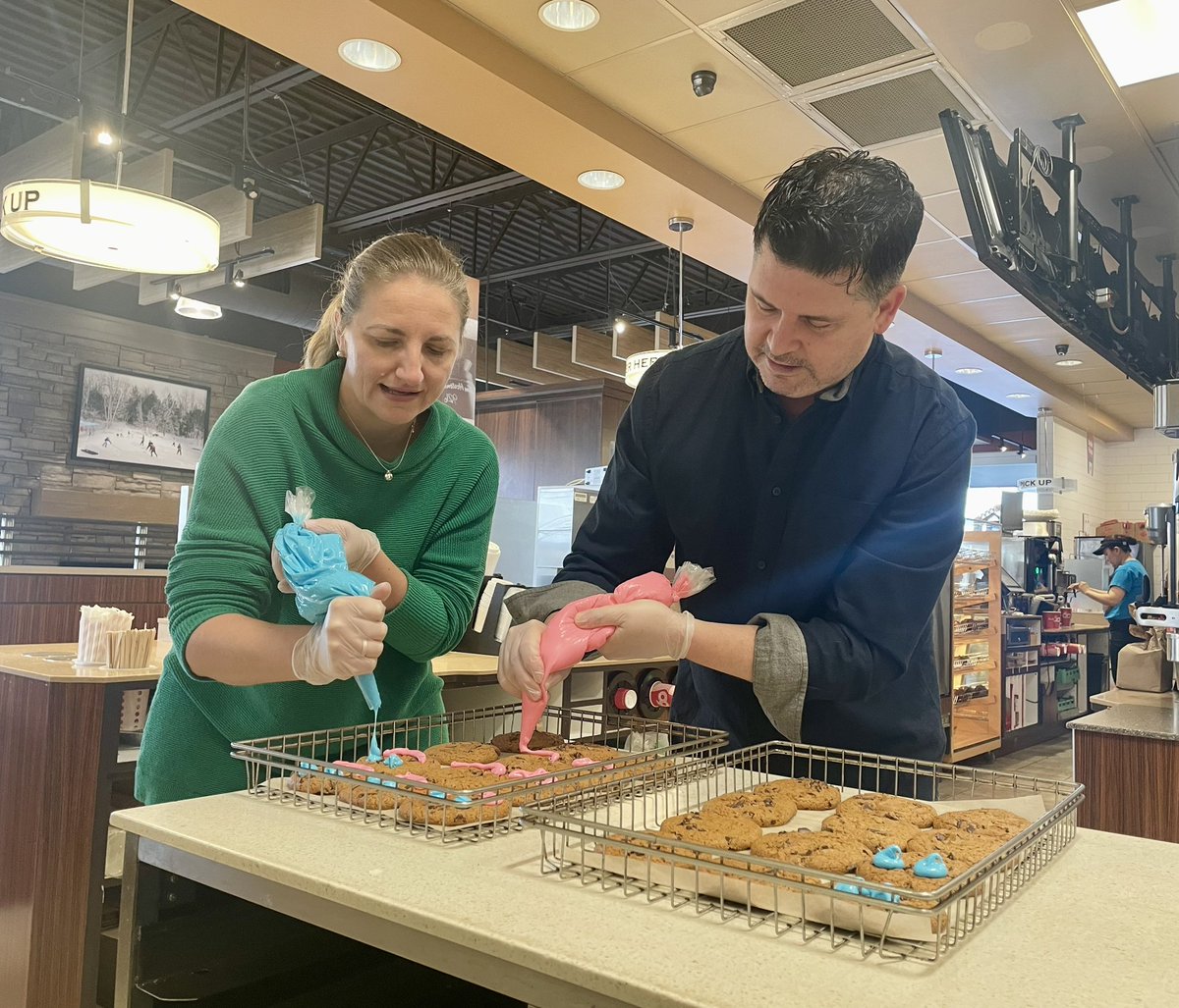 Tomorrow, May 5, is the last day to get your #SmileCookie from @TimHortons . Proceeds support @HFShare & @Food4KidsHamOnt !  It was fun to decorate smile cookies with Anna from Food Share in #StoneyCreek this morning.