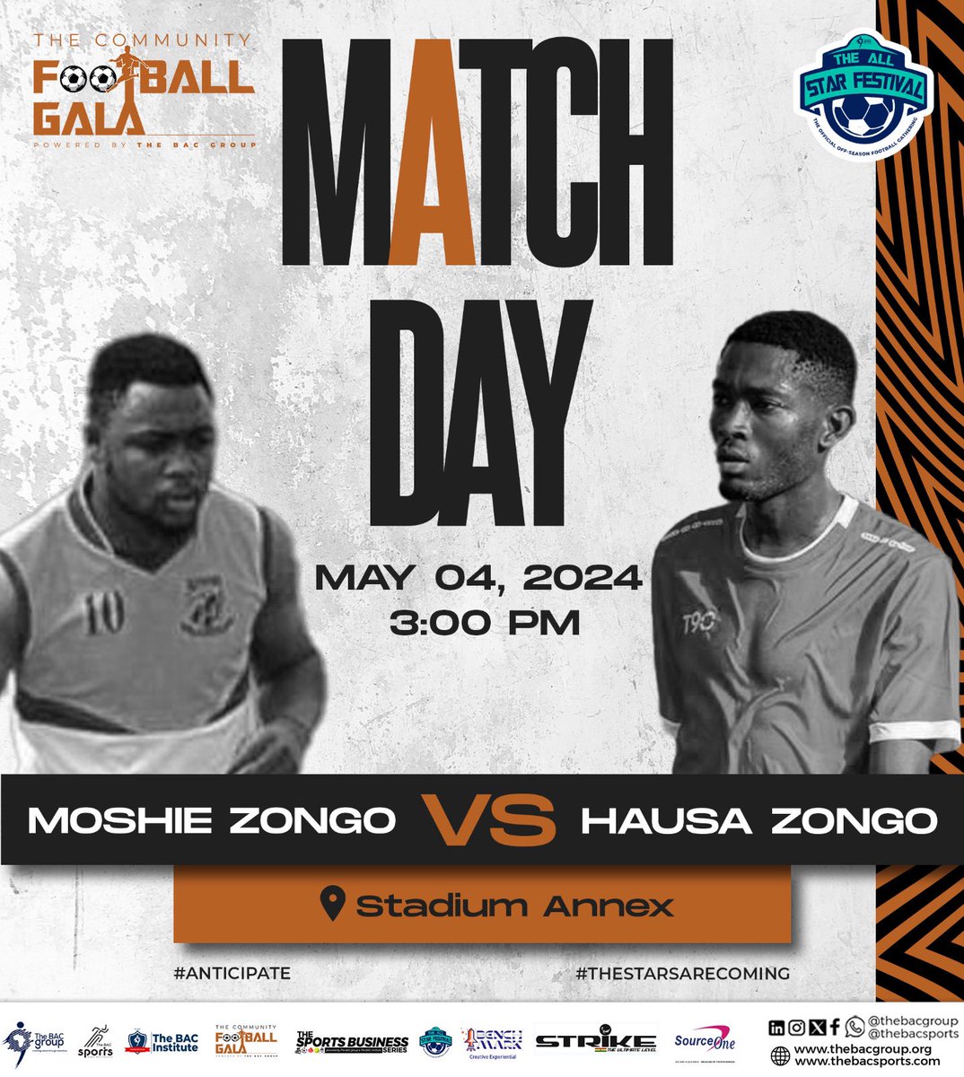 All Star Festival 2024: The Community Football Gala Matchday 1 continues today, at exactly 3PM. ▫️Sabonjida vs Sagnerigu ▫️Poloya Fong/Aboabo vs Zogbeli ▫️Moshie Zongo vs Hausa Zongo #AllStarFestival2024 #CommunityFootballGala