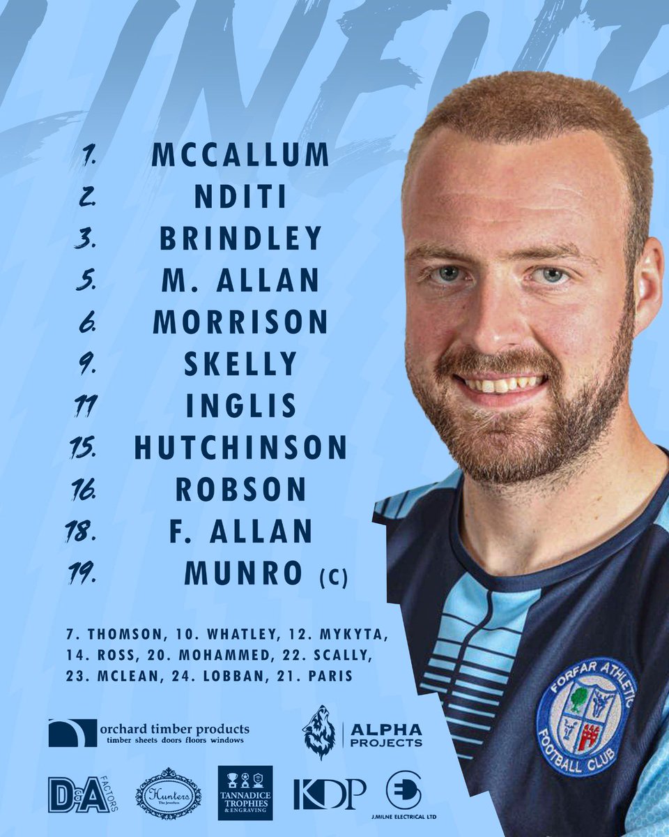 For the final time this season, here is your Forfar line up…