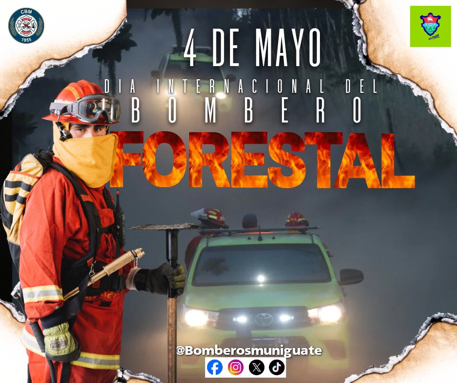 #CbmInforma |#DiaDelBomberoForestal 

@bomberosmuni extiende un cordial saludo y agradecimie todos los elementos de la brigada de incendios forestales @BRIF en el marco del día internacional del Bombero Forestal. Dandoles las gracias por cuidar y salvar la flora y fauna del país.