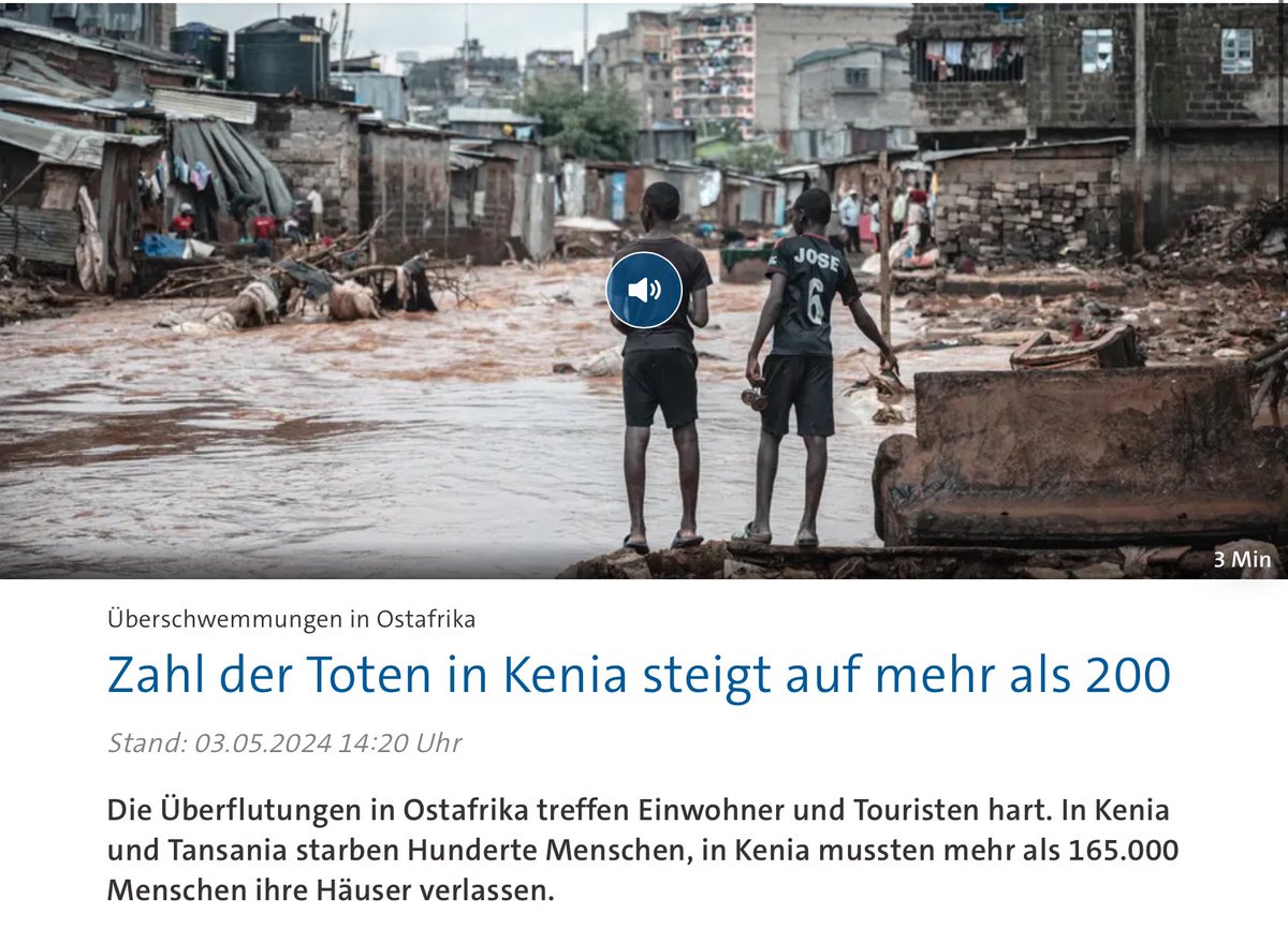 •Sudbrasilien erlebt schlimmstes Hochwasser seit 80 Jahren.

•Massive Regenfälle schwemmen in Ostafrika ganze Orte weg, Hunderte Menschen starben, Hunderttausende mussten ihre Häuser verlassen.

Alles ganz normal.