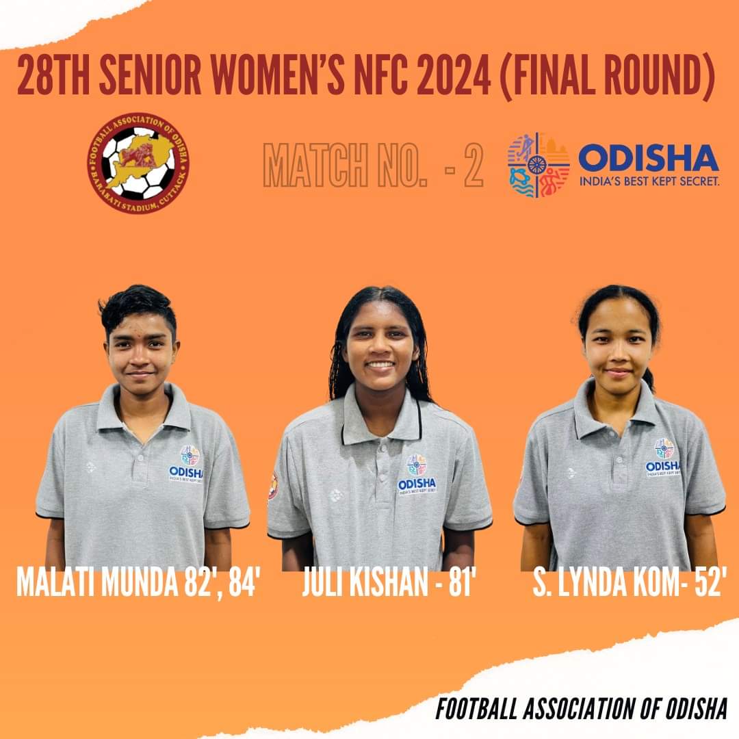 28th Senior Women’s National Football Championship for Rajmata Jijabai Trophy 2023-24 (Final Round) ⚽🏆
Match No. 2
Odisha 4⃣ – 1⃣ Maharashtra

@sports_odisha

#OdishaForFootball #womenfootball