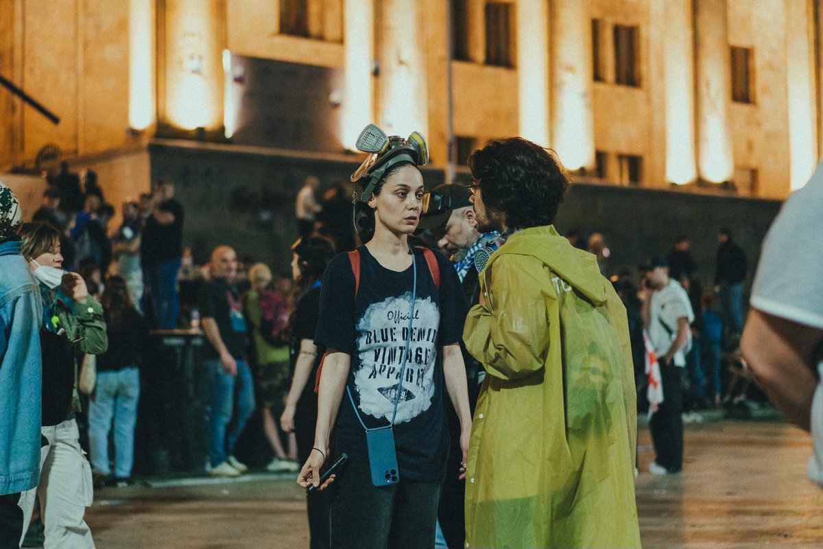 This is Nanka Kalatozishvili, a long-time supporter of the Georgian people. In an interview a few years ago she said something along the lines of: We might win, we might lose, but my child will never see a cowardly weak mother. She is an embodiment of women's power and courage.