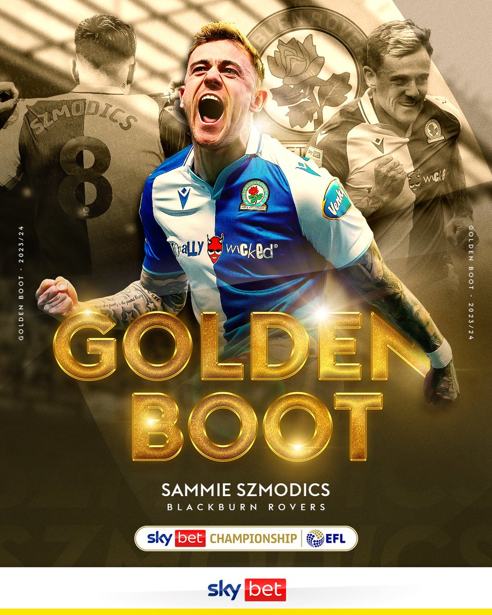 2⃣7⃣ @SkyBetChamp goals ⚽️ An incredible season for the @Rovers' striker 🙌 @SamSzmodics wins the Golden Boot 🥇 #Rovers #EFL