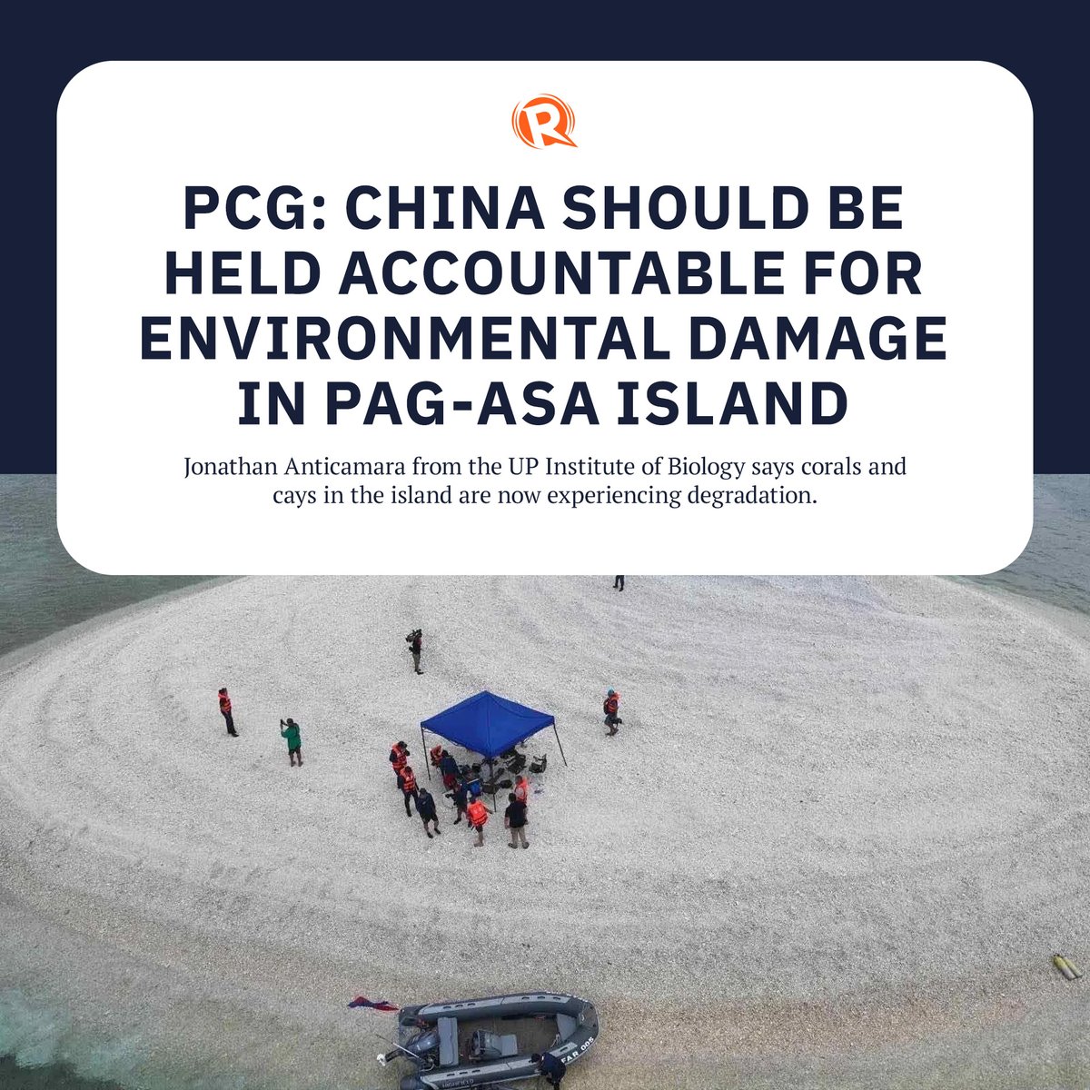 A Philippine Coast Guard official said China should be held accountable for environmental damage in and near Pag-asa Island (Thitu), located 300 nautical miles from Palawan. trib.al/4wD3DWC