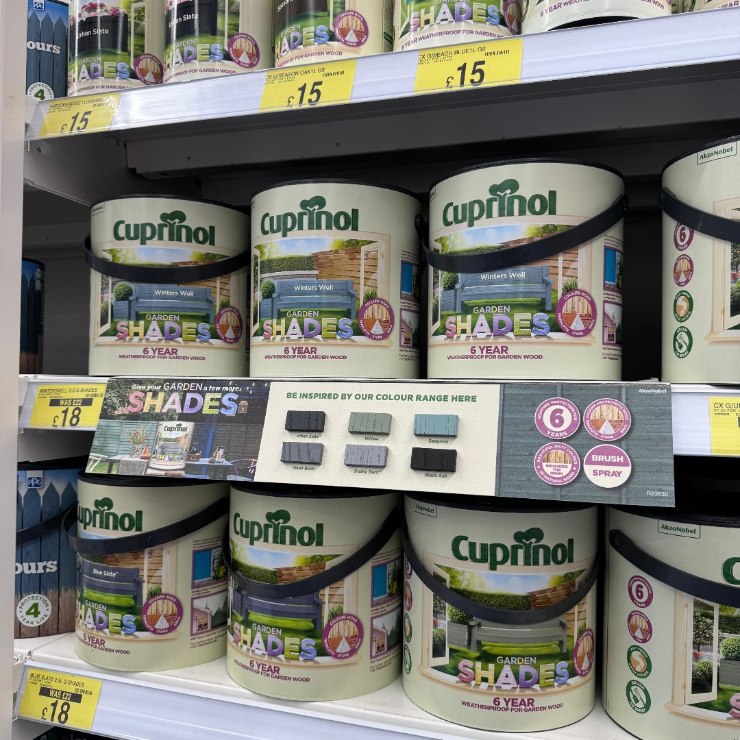 We're making the most of the #BankHoliday incredible savings in-store✨! You can snap up 5L Granocryl for only £17, reduced from £22 - PLUS, 2.5L Cuprinol Garden Shades is reduced to only £18 from £22 🤯! Who else has been putting off giving the garden a fresh lick of paint🤣?