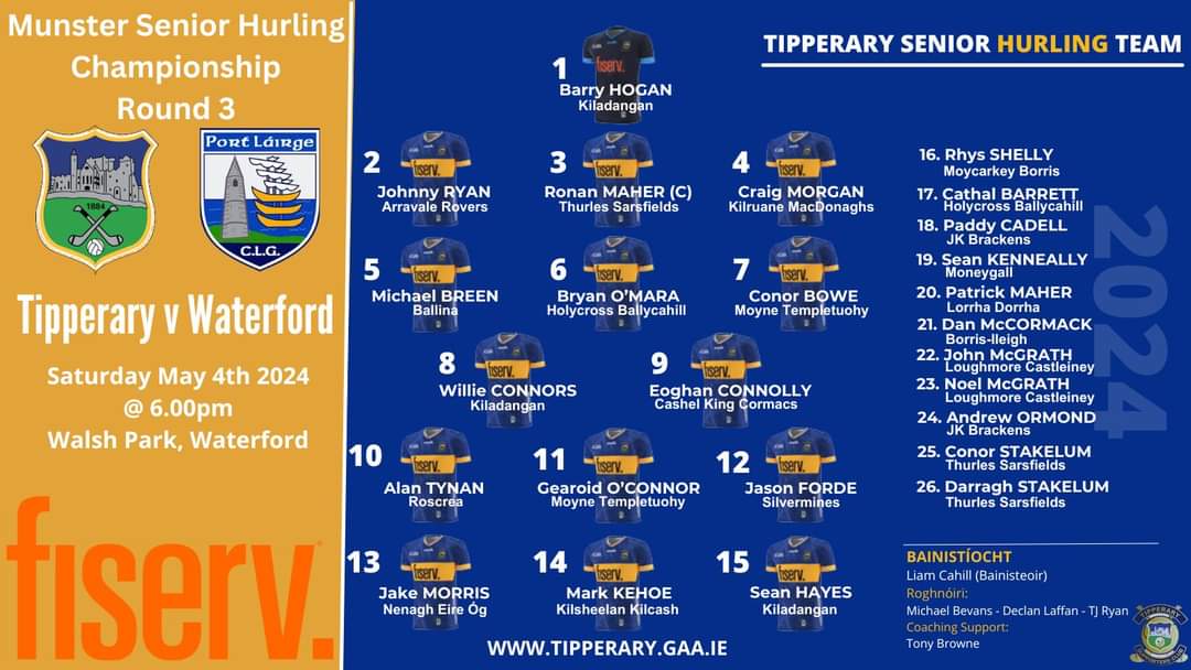 All of us here at St. Joseph’s @CBSNenagh are thrilled to have five past pupils on the starting 15 & 1 more ready to make an impact Best of luck to Barry Hogan, Craig Morgan, Jason Forde, Jake Morris, Seán Hayes, Seán Kenneally, Michael Bevans and team Tiobraid Árann Abú 💙💛