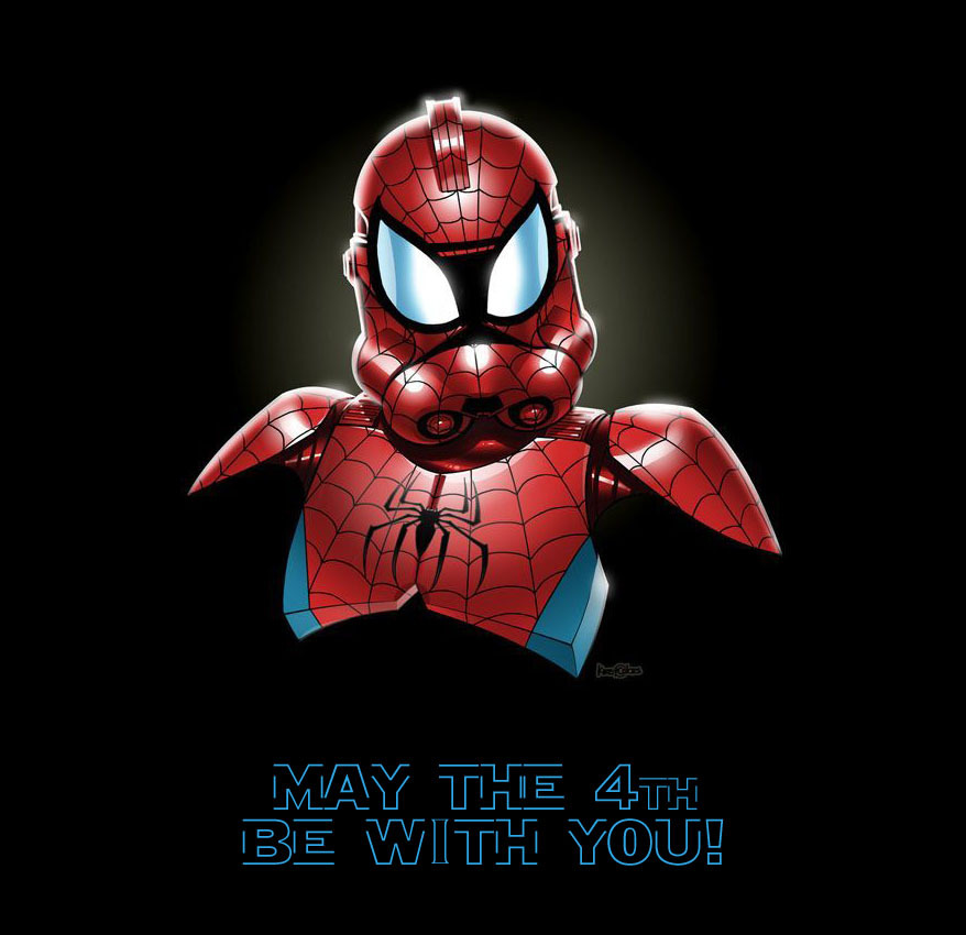 May The 4th Be With You! Artwork by Jon Bolerjack #SpiderMan #StarWars #Maythe4thBeWithYou
