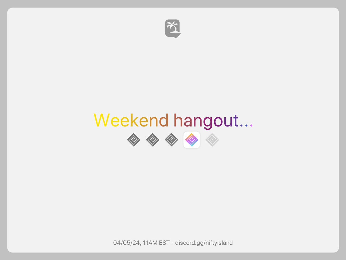 Weekend Hangout is a must. Don't miss out tomorrow at 11AM EST, we're raffling off 4 Legendary Pistols for attendees. Pure nifty vibes only.