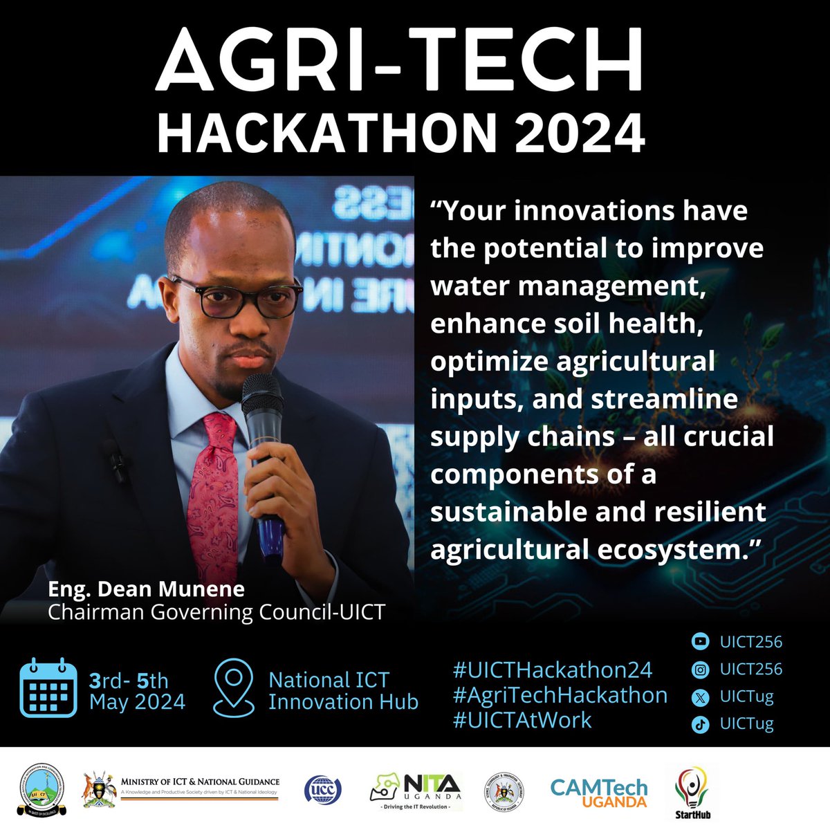 Today, @UICTug embarks on a journey of innovation, collaboration, and transformation, with the noble aim of revolutionizing our agricultural sector for the betterment of our nation. #UICTAtWork #AgriTechHackathon @MoICT_Ug