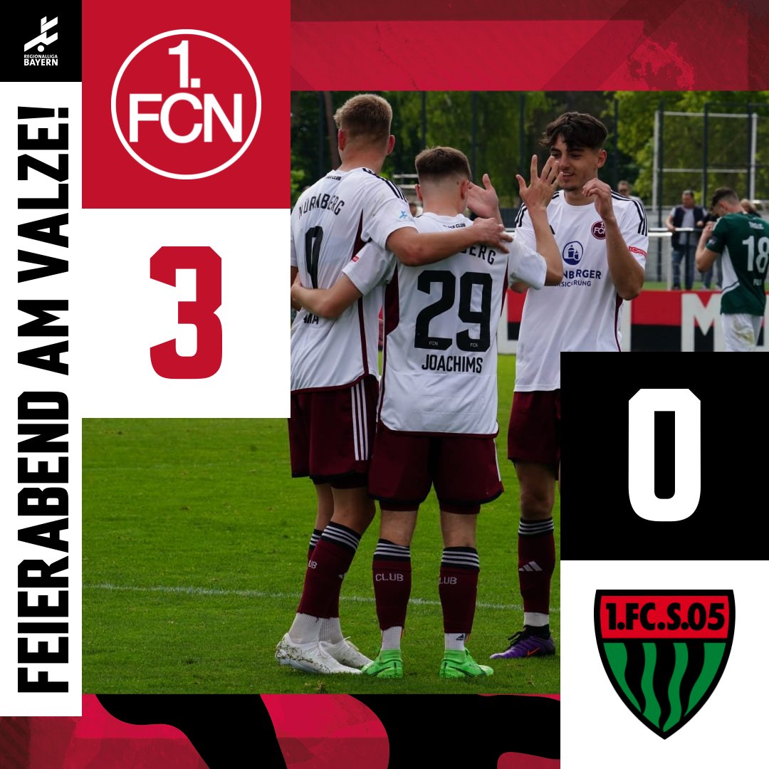 ⏰90' YES! FEIERABEND! Die #FCNU23 bezwingt die Schnüdel und springt auf den dritten Tabellenplatz.👏 ⚽️3:0 | #fcn | #fcnnlz | #jungundhungrig