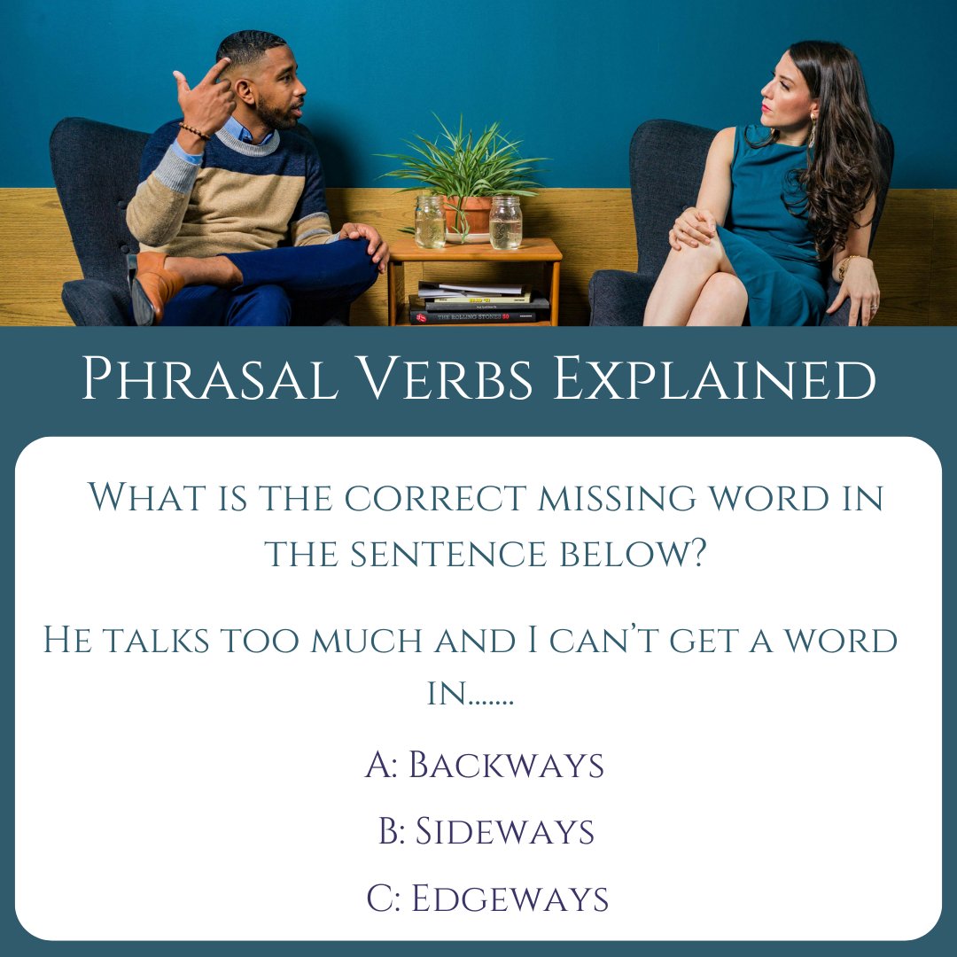 Happy Saturday, everyone! Do you know the answer to this question? If you need a hint, the answer can be found here 👇 

phrasalverbsexplained.com/post/the-phras…

Follow me for more English phrasal verb content like this! 

#PhrasalVerbs #Langtwt #Ingles #LearnEnglish #Twinglish #TESOL #English