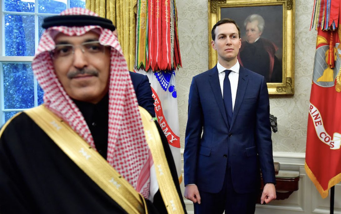 Jared Kushner received $2 Billion dollars from Saudi Arabia after acting as a Senior White House advisor for his father-in-law, Donald Trump.

Jared Kushner couldn’t pass a basic White House security clearance. 

A investigations long overdue. Who else agrees? 🤚