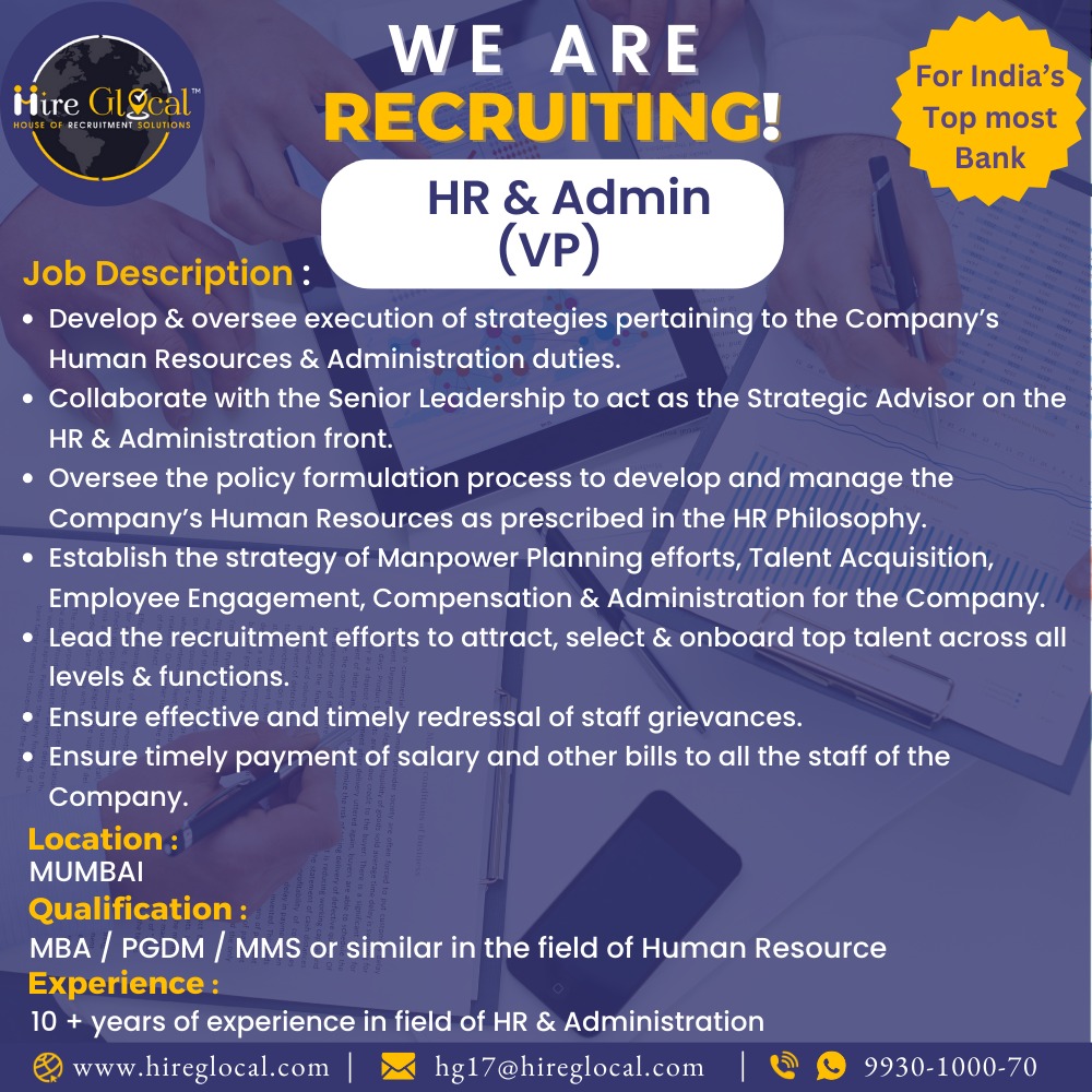 WE ARE HIRING! 

#hrjobs #hiringhr #jobsinhr #vphrjobs #vpjobs #adminjobs #hradminjobs