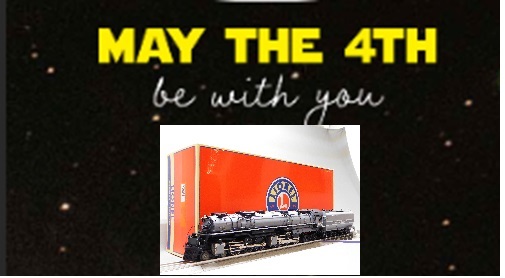 May the 4th be with you and your orange box goodness! #4thbewithyou #StarWarsDay #lioneltrains #trains #sale #StarWars #displayshelves #modeltrains #modelrailroad #toytrains #lioneltrains #americanflyer #oscaletrains #oscale #hoscale  #ogauge #gifts #lioneltrains