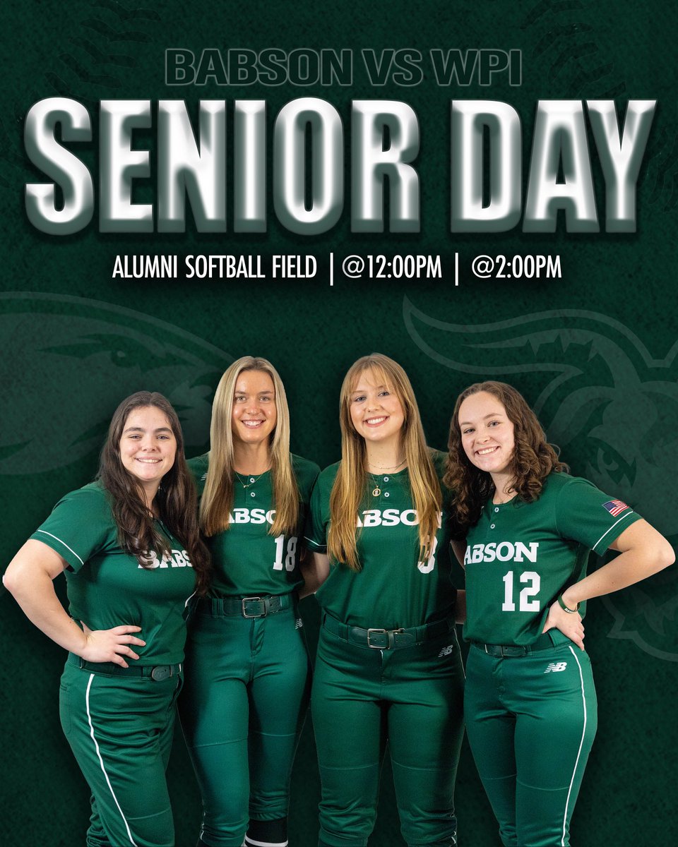 Come join us celebrate our Senior class today before our double header against WPI💚🦫 Senior celebrations will begin around 11:45!! 

#GoBabo #StrictlyBusiness #EveryDamDay