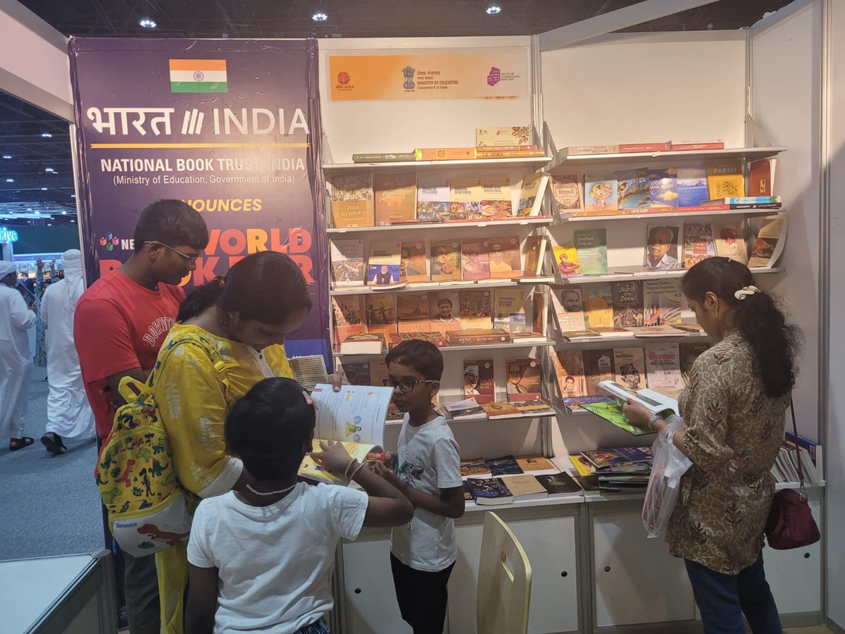 The #INDIA Stand at Abu Dhabi International Book Fair 2024 (29 April to 05 May) @ADIBF is being frequented by visitors - #children and adults alike - interested in #BooksfromIndia. Visit INDIA Stand 8A35 at #ADIBF2024 and know more about Indian Publishing and #NDWBF2025