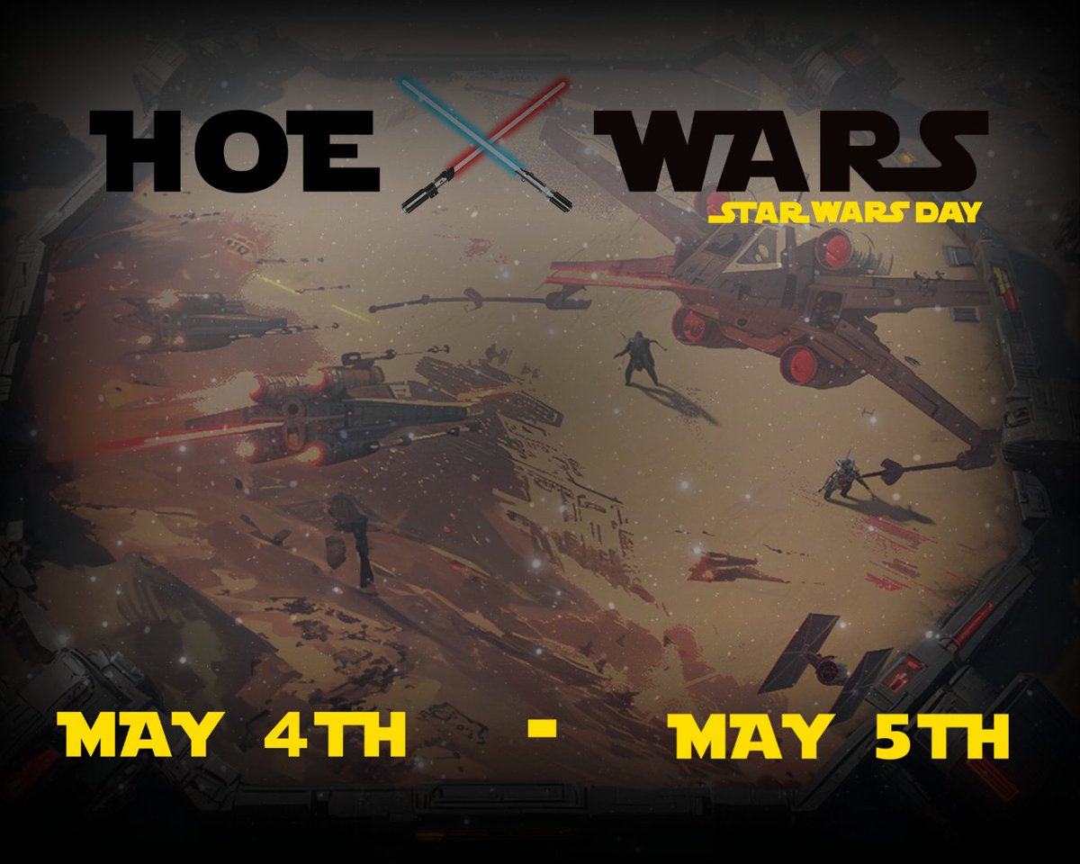 HoE Wars Tournament 🚀

Hey Star Wars fans! We are holding a big tournament to celebrate two awesome days 🪐 - May the Fourth and Revenge of the Fifth - and you're invited!

Starts: May 4th - 4 PM UTC
Ends: May 5th - 5 PM UTC
Play HoE: hoe.digard.io

Total Reward Pool…