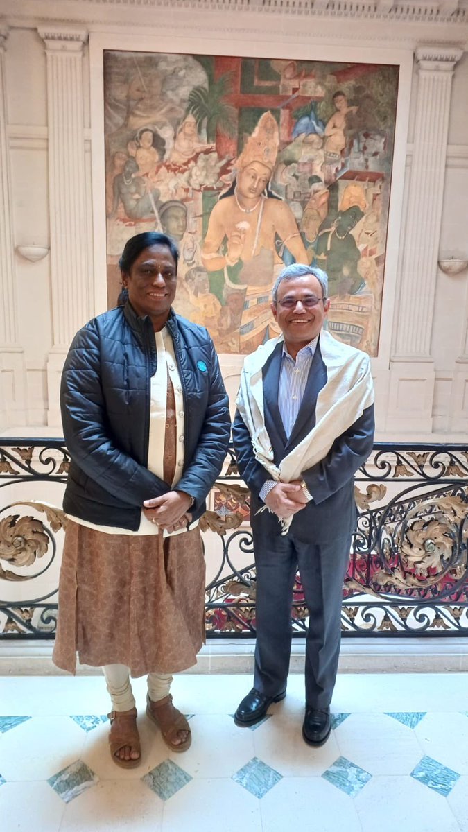 Pleasure to meet @PTUshaOfficial and IOA officials in Paris to discuss preparations and arrangements for the Paris Olympics in July-August 2024. Looking forward to Indian athletes bringing more glory to the country.