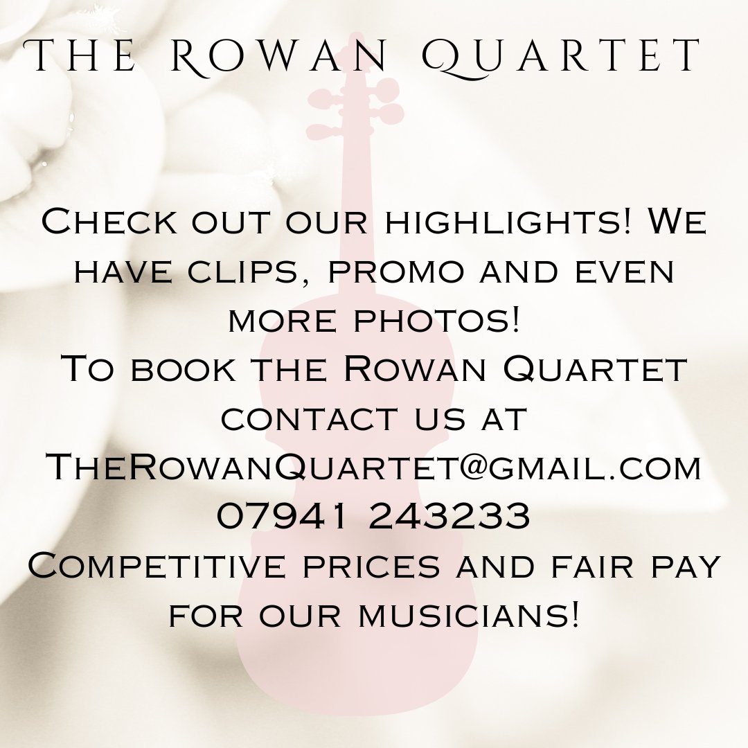 Check out our Instagram page!
instagram.com/therowanquarte…

#FairPay #LiveMusic #StringQuartet #Musicians #KeepMusicLive #WeddingQuartet #Violin #Viola #Cello #EventMusic #Band #LiveMusicians #WeddingSeason #CharityEvent #LoveMusic #ClassicalMusic #Jazz #Pop #Strings #BackingStrings