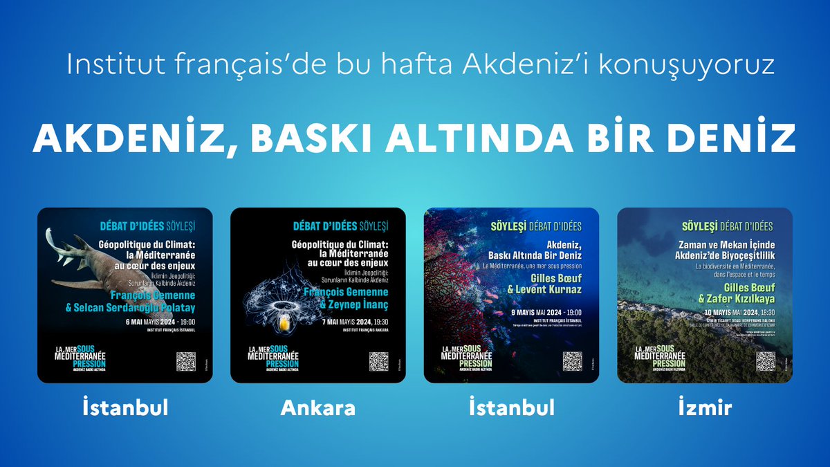 Institut français’de bu hafta #iklim, #jeopolitika, #biyocesitlilik ve #Akdeniz’i konuşuyoruz:
AKDENİZ, BASKI ALTINDA BİR DENİZ
1/5