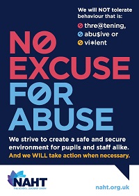 Want a 'no excuse for abuse' poster for your school or education setting? Download a free copy here: bit.ly/3Rrr8Xw #NAHTconf
