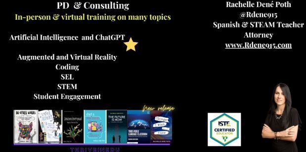 Looking for workshops, keynotes, coaching about #AI #generativeai & more topics? Need help getting started? Contact me to schedule sessions for your event. bit.ly/thriveineeduPD #education #edchat #edtech #k12 #suptchat #STEM #PLC #ISTE @ISTEofficial @EdumatchBooks